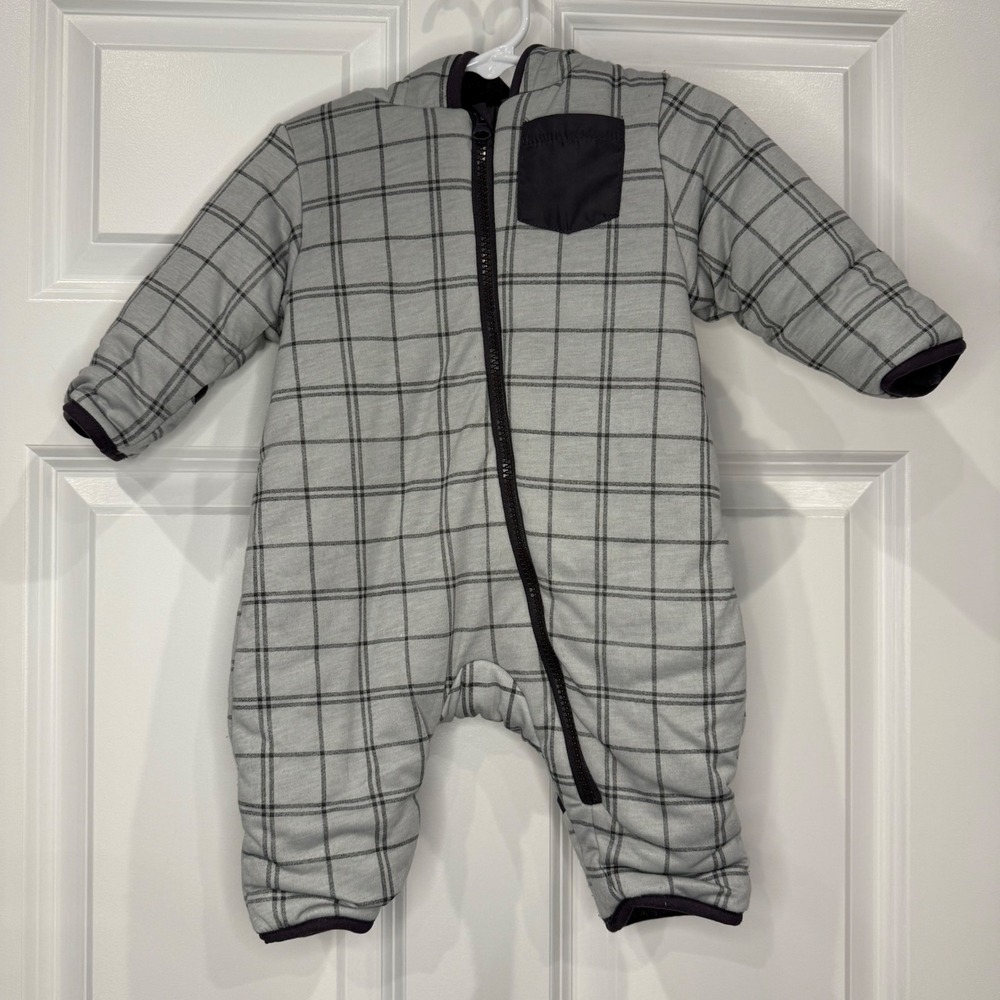 Wonder Nation Baby Boys Plaid Sherpa‎ Lined Hooded Snowsuit Size 3-6 Months
